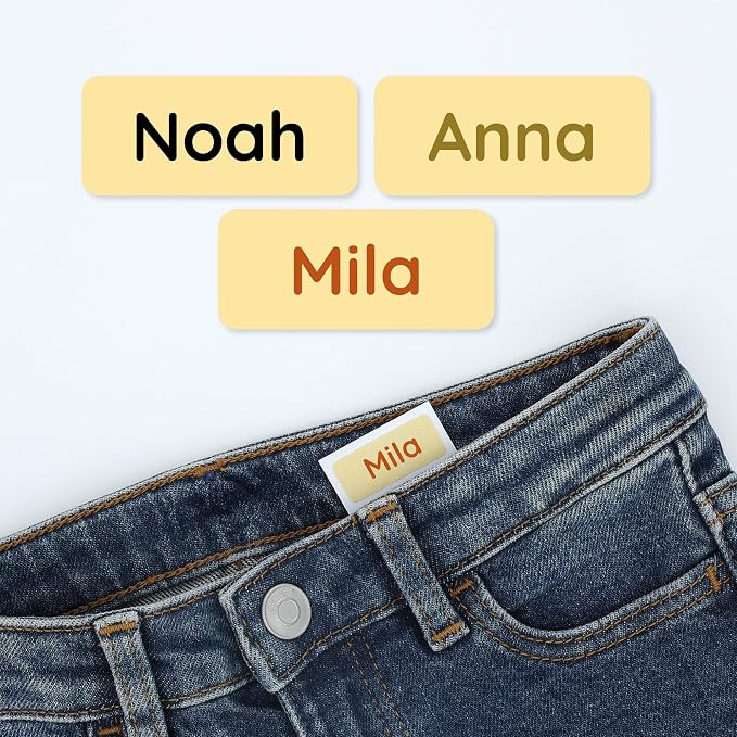 TeddyLabels - Clothing Labels for Nursing Home (180) – Self-Adhesive Name Tags for Clothes and Personal Items. Personalized Labels for Daycare, Nursing Homes, and Laundry Use - Yellow