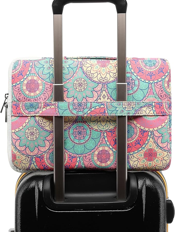 360° Protective Laptop Sleeve Case Bag with 3 Pockets,Handle,Luggage Strap for MacBook Pro 14 inch and 14 inch-14.4 inch Screen Laptop (Bandanna)