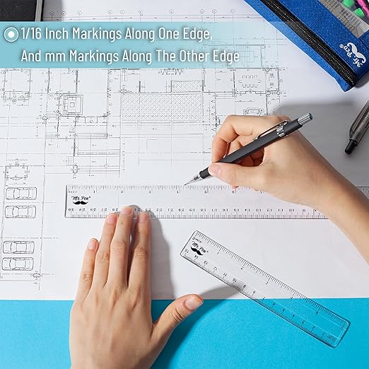 Mr. Pen- Plastic Rulers, 24 Pcs, 6 Inch & 12 Inch, Easy-to-Read Markings, Scratch-Resistant Design with Inches and Centimeters, Durable Transplant Rulers for Crafting Office & School, School Supplies