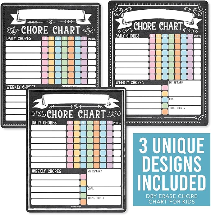 Hadley Designs Magnetic Chore Chart for Kids Multiple Kids – Dry Erase Chores Chart for Adults and Teens, Responsibility Task List for Family, Fridge Task Board Tracker at Home, Chalkboard Chore Board