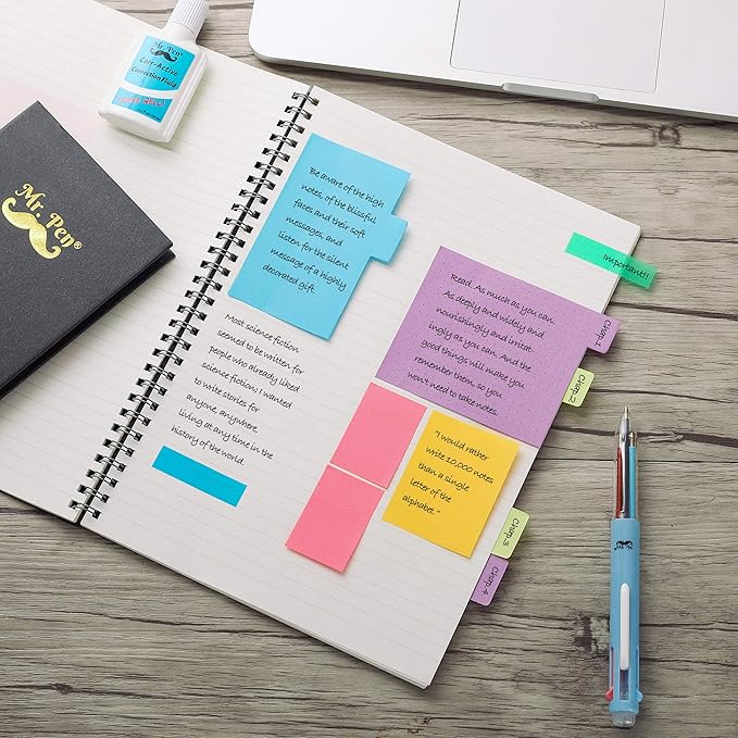 Mr. Pen- Sticky Notes Set, 2 Sets, 820 Pack, Ruled, Dotted & Blank Notes with 150 Index Tabs, Divider Sticky Pads for Bible Study, Office, School, Planning, Journaling & Organization