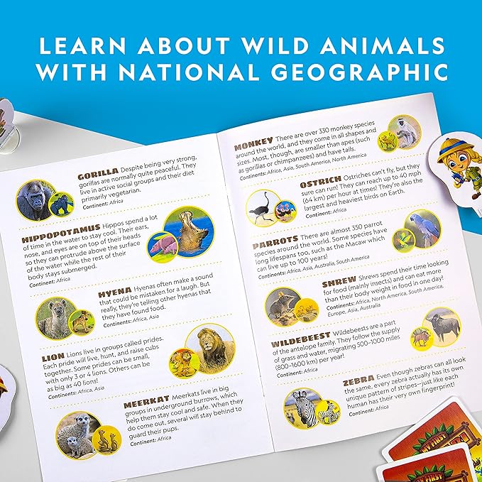 NATIONAL GEOGRAPHIC My First Safari Board Game for Kids 4-6 Animal Game for Adults, Cooperative Fun Perfect for Family Game Night, Board Games for Family Night