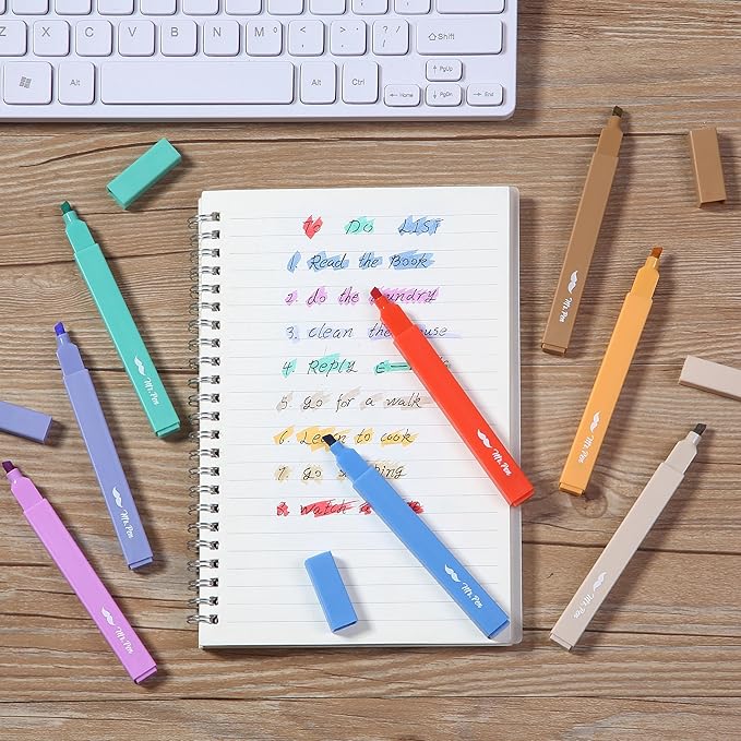 Mr. Pen- Aesthetic Highlighters No Bleed, 8 Pack, Rainbow Rangers, Chisel Tip, Cute Highlighters Assorted Colors for Journaling, Highlighting, Underlining, Fast Dry, Back to School Supplies