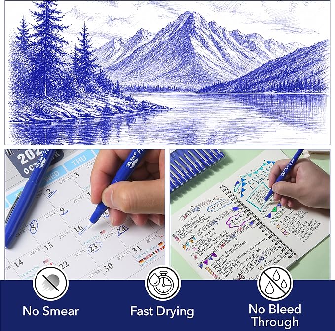 Mr. Pen- Felt Tip Pens, 36 Pack, 0.7 mm, Blue Felt Tip Pens Bulk, Fast Dry, No Smear, Planner Markers for Underlining, Writing, Drawing, Journaling Supplies