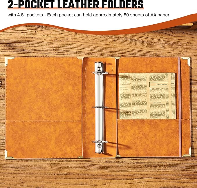 Ovesmusl Sunflower PU Leather 3 Ring Binder Fits 8.5"x11" Letter Size Paper, 2 Inch Round Ring Binder Holds 500 Sheets, Notepad Paper Cover Loose Leaf Organizer, Pink