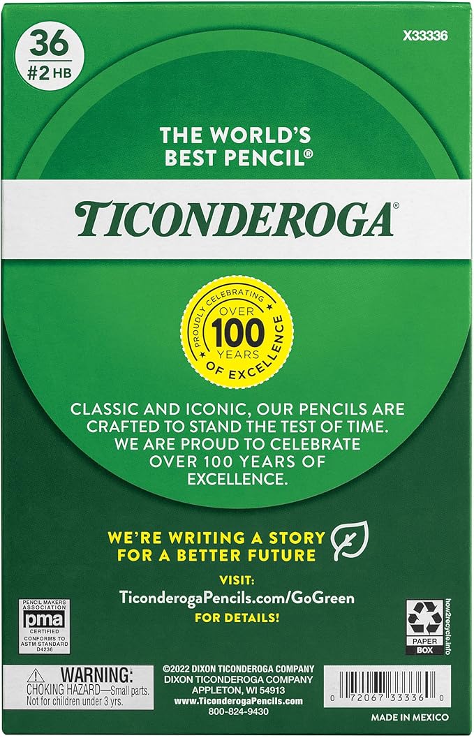 Ticonderoga My First Wood-Cased Pencils, 2 HB, Yellow, 36 Count