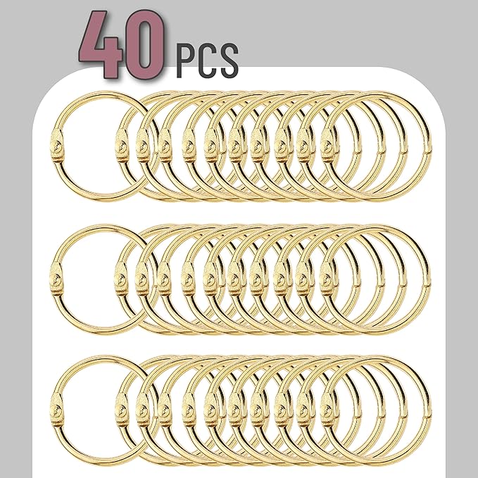 Mr. Pen- Loose Leaf Binder Book Rings, 1 Inch, 40 Pack, Metal Binder Rings for Index Cards, Keychains, School, Home, Office, Gold