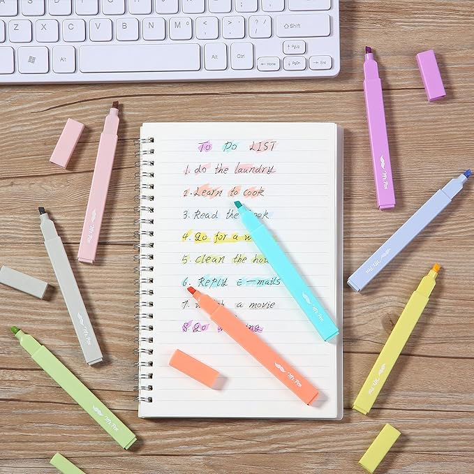 Mr. Pen- Aesthetic Highlighters No Bleed, 8 Pack, Retro Colors, Chisel Tip, Cute Highlighters Assorted Colors for Journaling, Highlighting, Underlining, Fast Dry, Back to School Supplies
