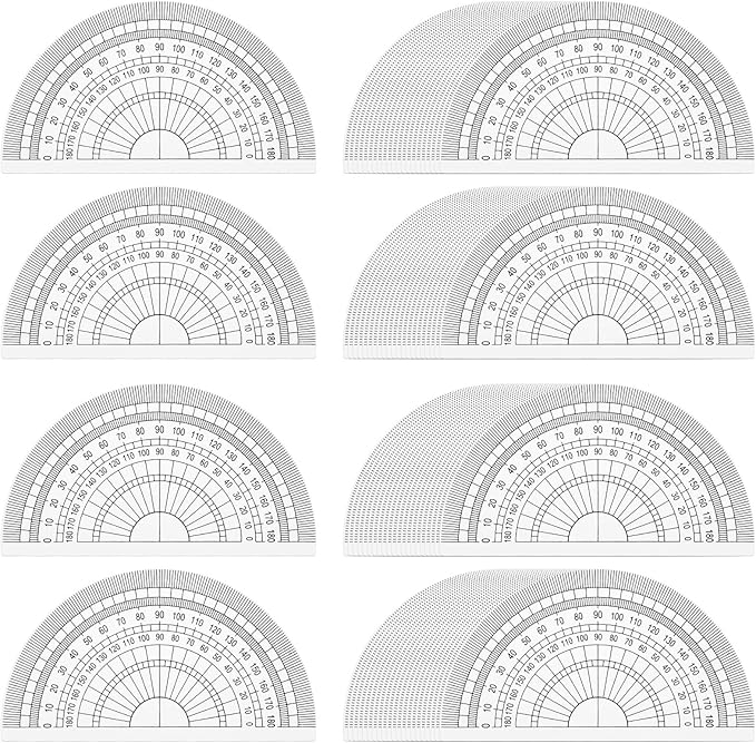 100 Pcs 4 Inch Clear Plastic Protractor Bulk Math Protractors Set 180 Degrees Geometry Drafting Tools for Classroom Industry Office Back to School Supplies
