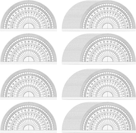 100 Pcs 4 Inch Clear Plastic Protractor Bulk Math Protractors Set 180 Degrees Geometry Drafting Tools for Classroom Industry Office Back to School Supplies