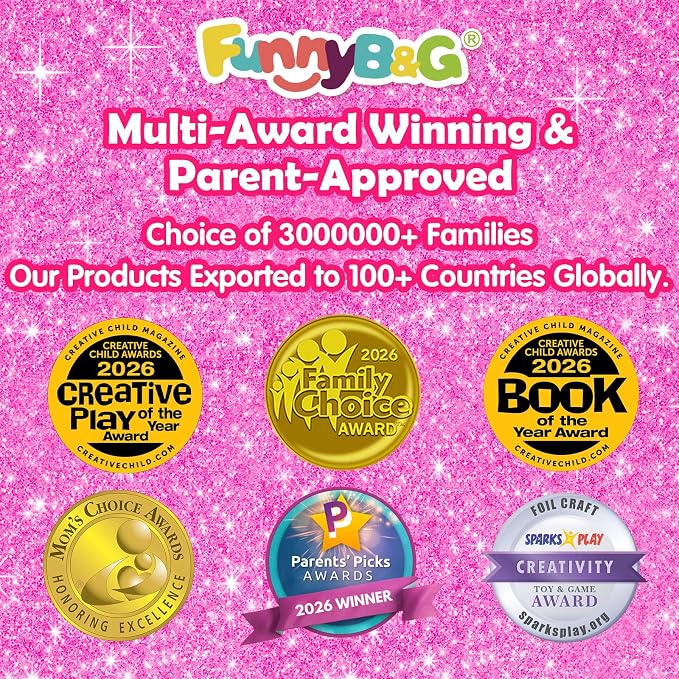FUNNYB&G Foil Art Craft Kit for Girls 4-10 Years Old: Mess-Free & No-Glue, Create 16 Back to School Pictures – Perfect Travel Toy & Birthday Gift for Kids (Back to School)