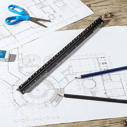 Mr. Pen- Architectural Scale Ruler, 12 Inch, 2 Pcs, Black & White, for Blueprints, Contractor, Architect, Drafting