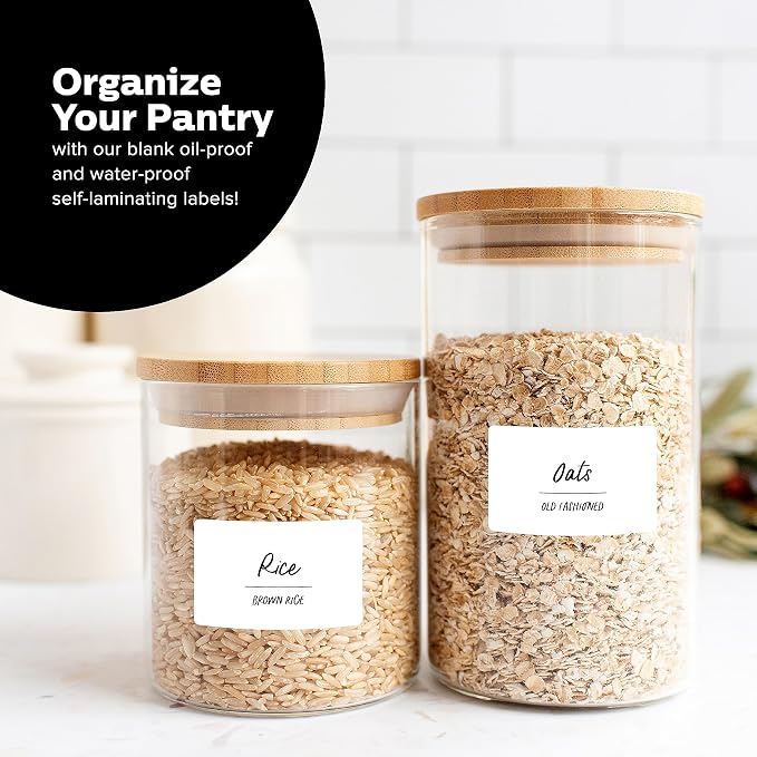 ThreeKin Waterproof Labels for Bottles and Containers - Custom Stickers - All-Purpose and Personalizable - Dishwasher, Freezer and Microwave Safe - BPA-Free - USA-Owned (Blank, 80pcs)