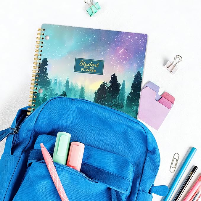 Student Planner 2026-2027, 11’’ x 9’’ Academic Year Planner (August 2026 - June 2027), School Planner 2026-2027, Weekly & Monthly Pages, Stickers, Twin-Wire Binding