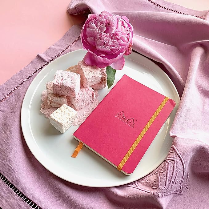Rhodia Rhodiarama SoftCover Notebook - 72 Dots Sheets - 4 x 5 1/2 - Raspberry Cover (117362C)
