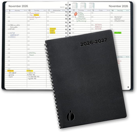 Academic Planner 2026-2027 - Hourly 2026-2027 Planner Weekly and Monthly - Appointment Book with Flexible Cover, Twin-Wire Binding - Simple Design for Productivity. June 2026 - July 2027. 6.5 x 8.5