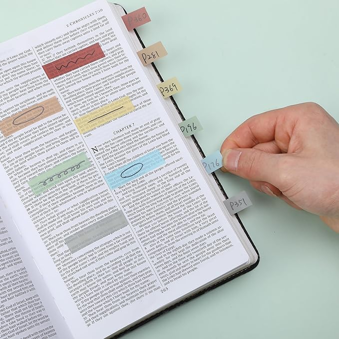 Mr. Pen- Transparent Sticky Notes Set, 410 Pack, Transparent Sticky Notes Tabs with Black Fineliner Pen for Bible Study, Office, School, Planning, Journaling & Organization