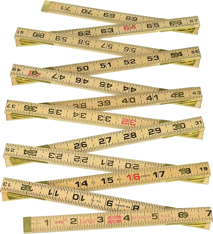 Crescent Lufkin Wood Rule, 6' Brass Ext, Black , Brown - X46SLN