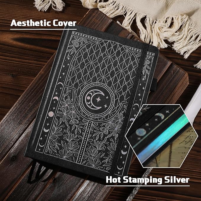 TIEFOSSI Dotted Journal Notebook, 160gsm 256 Numbered Thick Paper, A5 Hardcover Dotted Grid Diary for Women Men Work Writing, Journaling, Drawing, 5.8 x 8.3 in