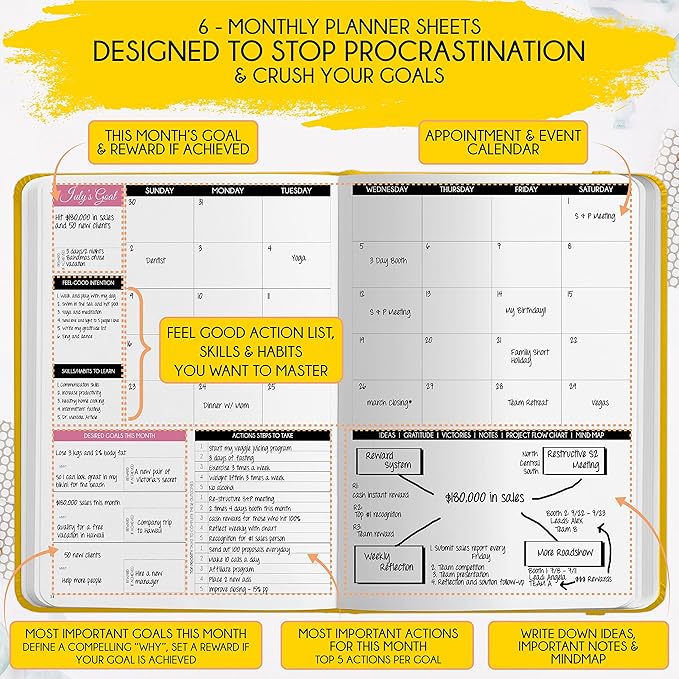 Gratitude Journal for Women and Men — 5 Minute Self Care Journal | Mindfulness, Manifestation, Affirmation | 3 Month Productivity Planner | Undated Daily Planner, Vision Board + Stickers