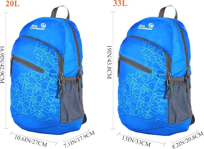 Outlander Packable Handy Lightweight Travel Hiking Backpack Daypack-Light Blue