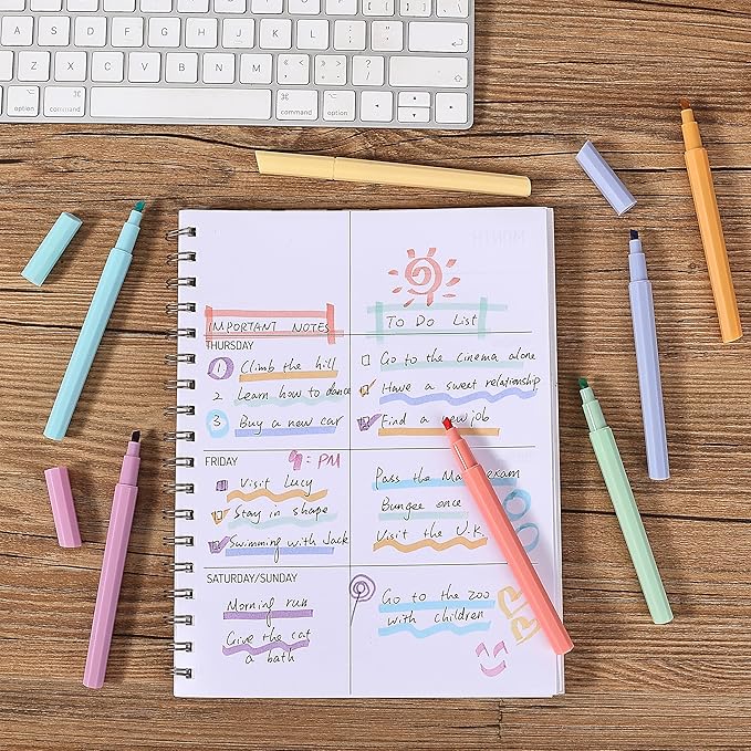 Mr. Pen- Aesthetic Highlighters No Bleed, 8 Pack, Chisel Tip, Cute Bible Highlighters Assorted Colors for Journaling, Highlighting, Underlining, Fast Dry, Back to School Supplies