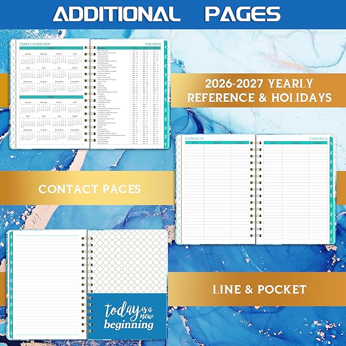 Planner 2026-2027 - Academic Planner 2026-2027, July 2026 - June 2027 Weekly and Monthly Planners, 8.5" x 6.4", with Elastic Closure + Back Pocket + Thick Paper