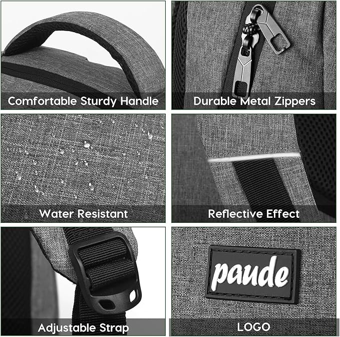 Paude Travel Backpack for Men and Women,17.3 inch School Backpack for Teens,Laptop Backpack with USB Charging port for Business College Trip