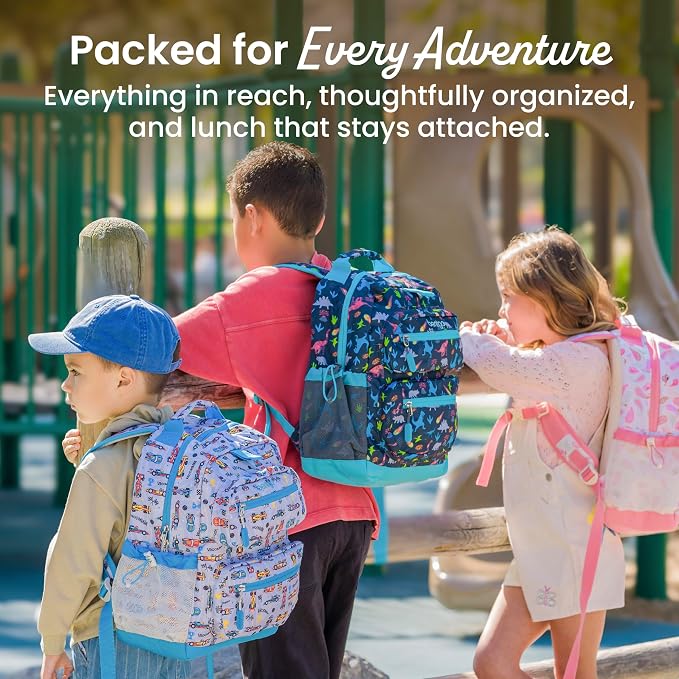 Bentgo Kids Backpack - Lightweight 14” Backpack in Fun Prints for School, Travel, & Daycare, Ideal for Ages 4+, Roomy Interior, Durable & Water-Resistant Fabric, & Loop for Lunch Bag (Bug Buddies)