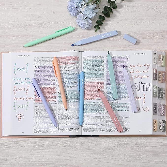 Mr. Pen- Aesthetic Highlighters and Gel Pens, 8 Pack, Assorted Colors Bible Highlighters No Bleed, Fine Point 0.7mm Gel Pens, Fast Dry and No Smear for Bible Journaling, Planner, School Supplies
