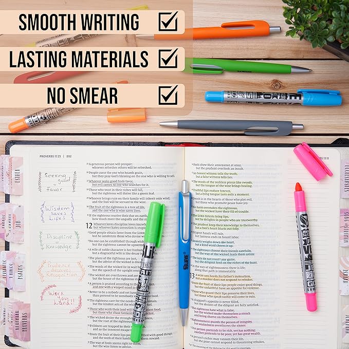 BLIEVE - Bible Journaling Kit With Gel Highlighters And Pens No Bleed, Scripture Markers and Pencils Supplies, Stencils Planner Set For Coloring Journal Art Illustrated By Faith Christian Gifts 24pcs