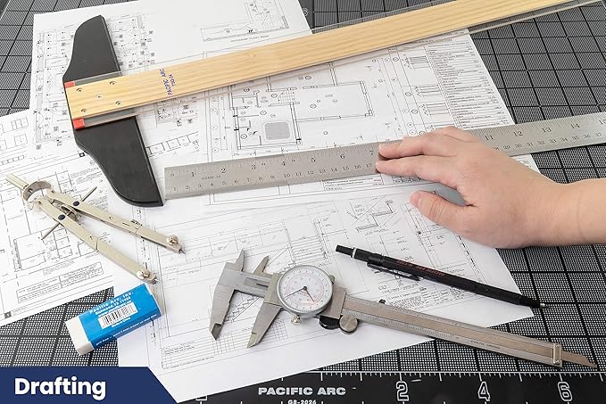 Pacific Arc 36 Inch Stainless Steel Ruler with Inch/Metric Conversion Table
