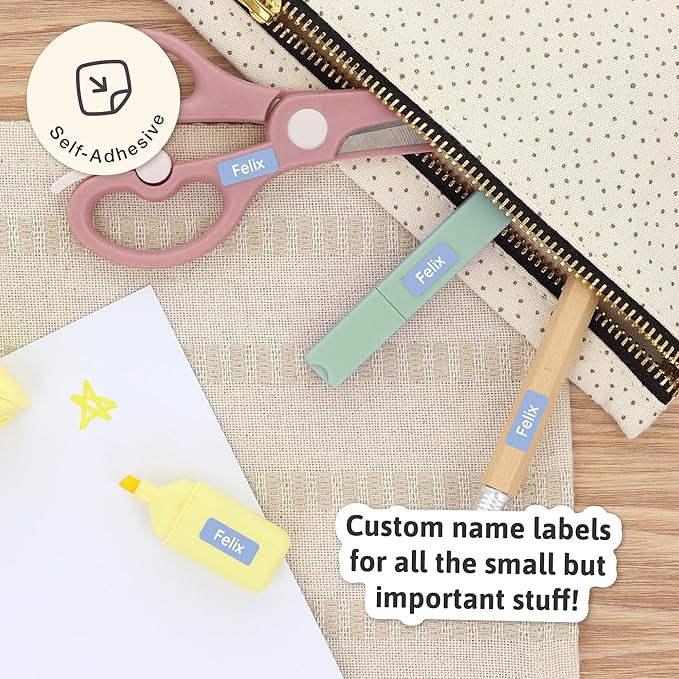 Mini Name Labels (175) - Custom Personalized Name Labels for Labeling Tiny Items, Washer and Dryer-Safe Waterproof Labels for Daycare, Preschool, and School - Periwinkle