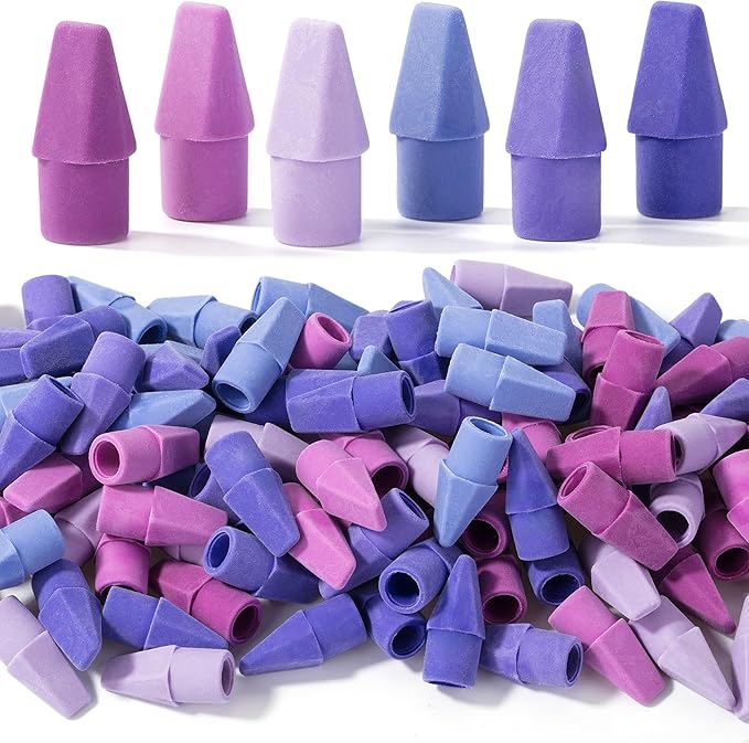 Mr. Pen- Pencil Top Erasers, 120 Pack, 6 Different Purple Shade Colors, Latex-Free & No Smudge Pencil Eraser Tops