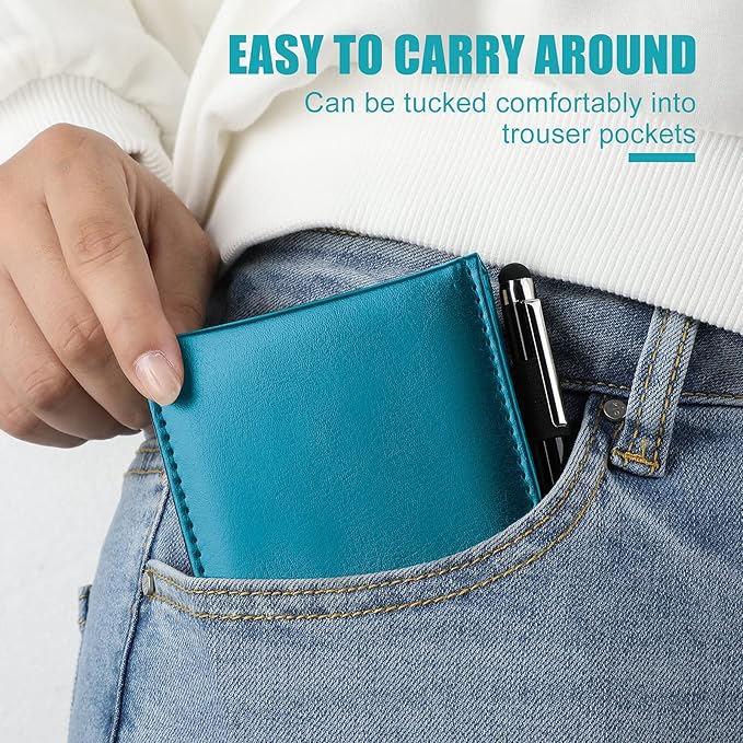 Outus 10 Pcs Mini Pocket Notepad Holder Set Included Small Leather Pocket Notebook Holder with 50 Lined Sheets, Metal Pen, 8 Pcs 3 x 5 Inch Memo Book Refills, 30 Lined Paper Per Note Pad (Sky Blue)
