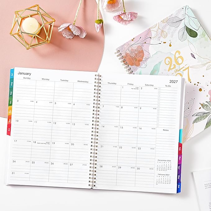 Planner 2026-2027 - Academic Planner 2026-2027, July 2026 - June 2027, 9" x 11", Weekly and Monthly Planner, Calendar Planner 2026-27, Colorful Tabs, Back Pocket, Perfect Daily Organizer - Floral