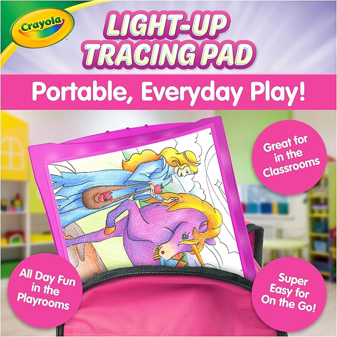 Crayola Light Up Tracing Pad Pink, Best Birthday Gifts for Girls & Boys, 6, 7, 8 Year Olds, Kids Toys, Light Box Art Kit for Kids [Amazon Exclusive]