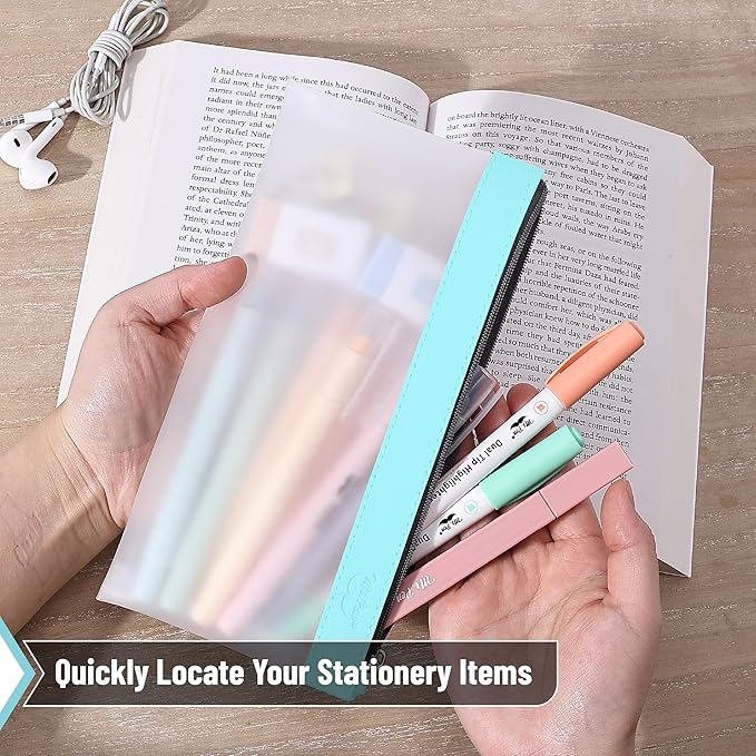 Mr. Pen- Clear Pencil Pouch, 8.50"x4.25", 3 Pack, Durable TPU Material, Medium Water-Resistant Pencil Bags with Smooth Zipper, Multipurpose Clear Pouch for Stationery, School, Office, Travel Supplies