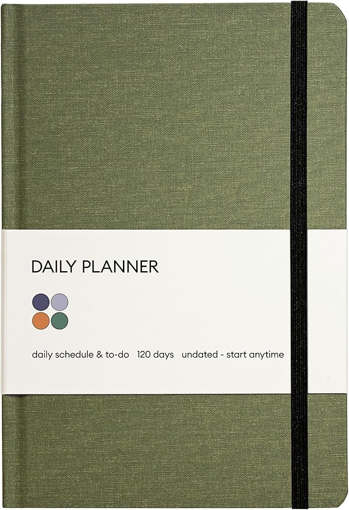 Kunitsa Co. Undated Planner - Hardcover, with Habit Tracker & Goal Setting - Daily, 120 Days, Start Anytime (Forest)