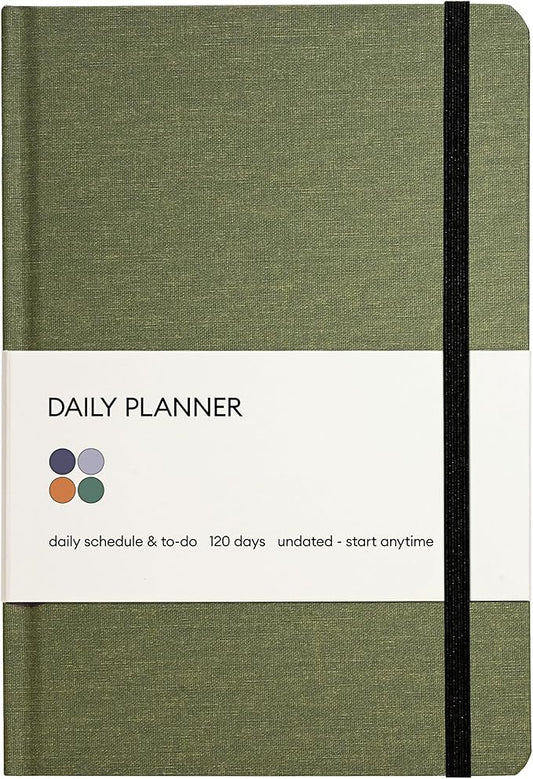 Kunitsa Co. Undated Planner - Hardcover, with Habit Tracker & Goal Setting - Daily, 120 Days, Start Anytime (Forest)