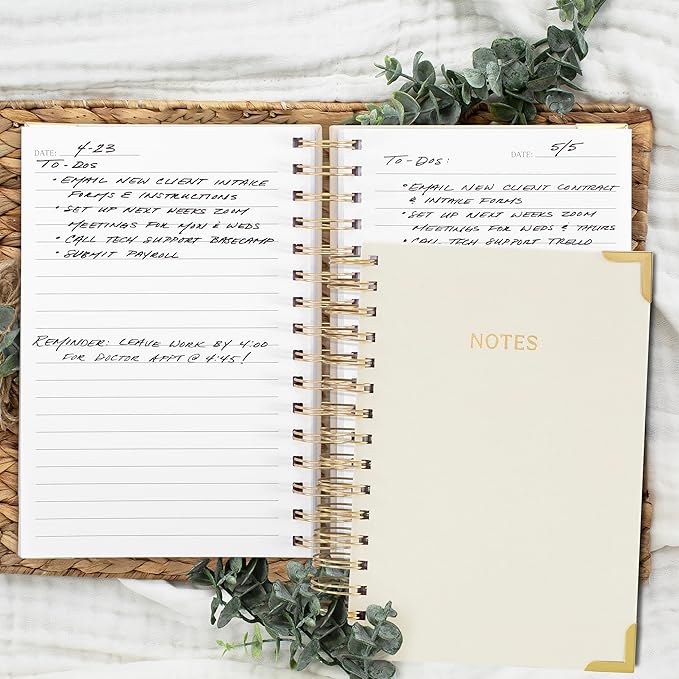 Aesthetic Thick Spiral Notebook Journal For Women in A5 Format - Modern Linen Hardcover College Ruled Note Book With 220 Lined Pages - Perfect For Writing And Staying Organized at Work or Schoo
