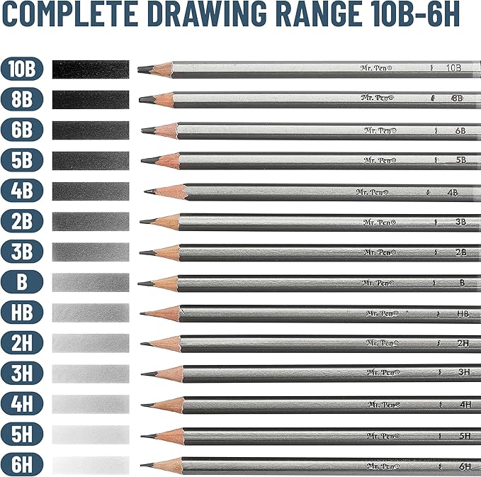 Mr. Pen- Sketch Pencils for Drawing, 14 Pack, Artist Graphite Pencils for Sketching (10B-6H), Sketch Set for Artists, Shading & Art Projects, Sketching Supplies, Art Supplies