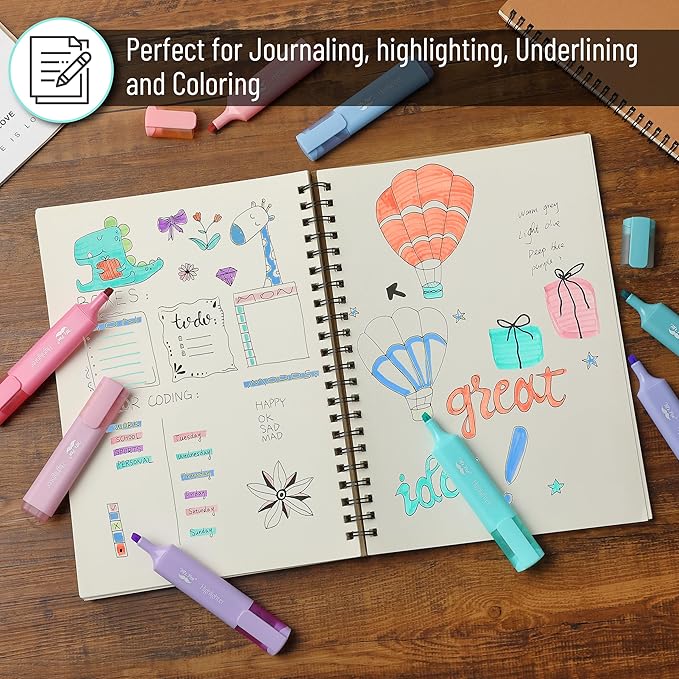 Mr. Pen- Highlighters, 8 Pack, Morandi Colors, Highlighters with Firm Chisel Tip, Quick Dry & Non-Toxic, No Bleed on Standard Paper, Ideal for Highlighting, Underlining, Journaling & Coloring