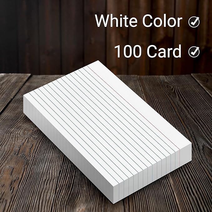 THREE LEAF 4 X 6, INDEX CARDS RULED, 100 CT. WHITE, Ruled Flash Cards, Study Card, Memo Pad, For To-Do List, Art And Craft Projects