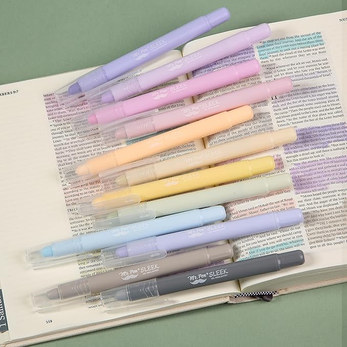 Mr. Pen- No Bleed Gel Highlighters, Ethereal Pastel, 14 Pack, Bible Highlighters and Pens No Bleed, Bible Markers for Study, Journaling, School Supplies and Accessories