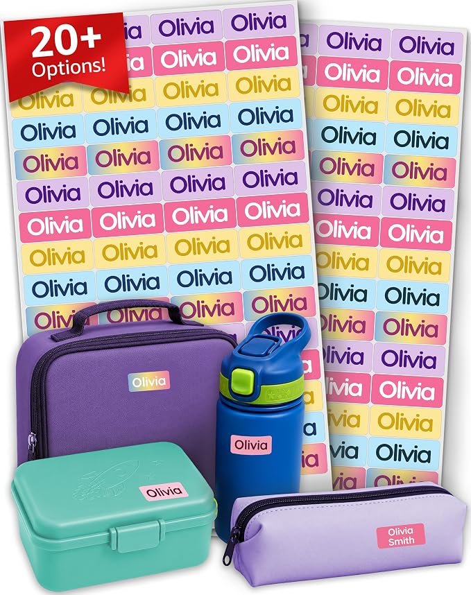 Personalized Universal Name Labels for Kids & Adults - Candy [140pcs] - Waterproof Name Stickers for School, Daycare & Clothes - Item & Supplies Name Stickers - Custom Stick On Labels