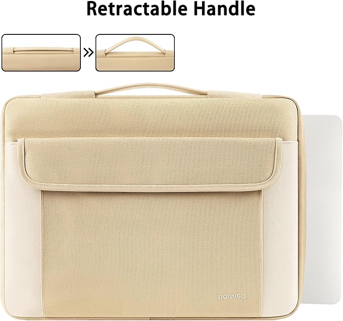 DOMISO 15.6-16 Inch Laptop Sleeve Case,Water-resistant Laptop Protective Case for MacBook Pro16,Dell XPS 16,Lenovo,HP, ASUS, Acer,Beige