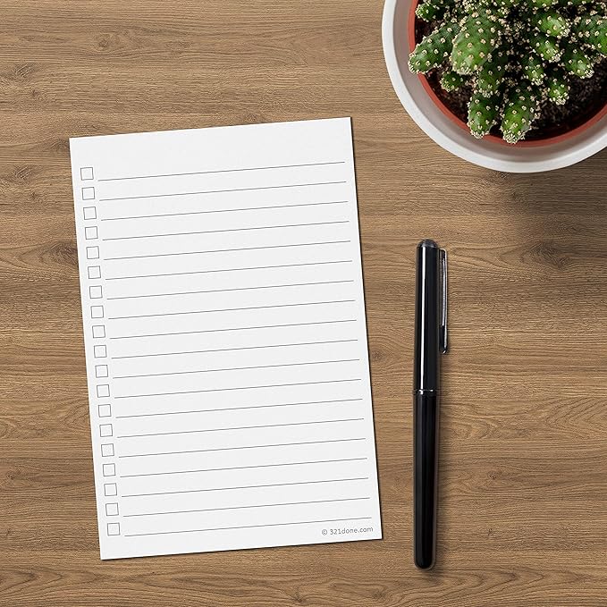 321Done Checklist Cards Large 4x6 – Made in USA – Pack of 50 - Index Cards, Double-Sided Notecards with Checkboxes for To Do List Checkboxes – Grocery Task Lists – Premium Thick Card Stock Plain White