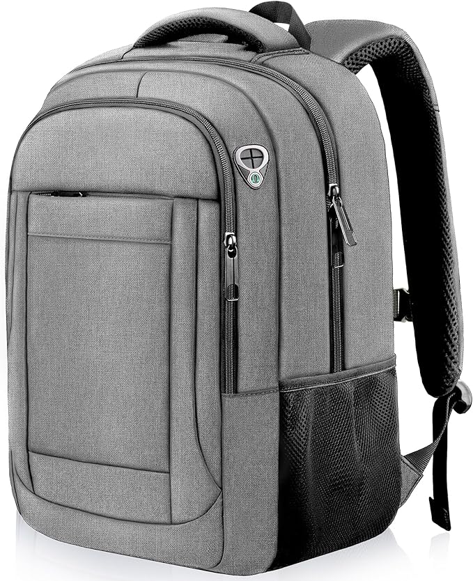 AREYTECO Travel Backpack, 18.4 Inch Extra Large Laptop Backpack Airline Approved, Business Anti Theft Sturdy Work Computer College High School Backpack Bag Fits 18 Inch Notebook for Men Women, Grey