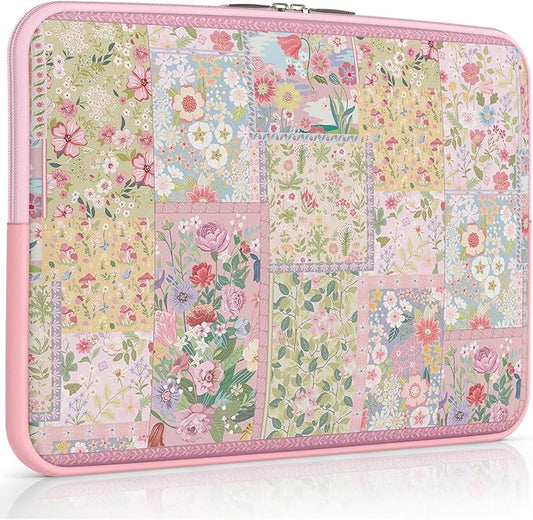 iCasso Laptop Sleeve 13 inch for MacBook Air 13-13.6 inch M5/M4/M3/M2/M1, Cute MacBook Neo/Pro 13 inch, Slim Protective Travel Carrying Case for MacBook Pro 14'', Chromebook, HP, Dell, Pink Flowers